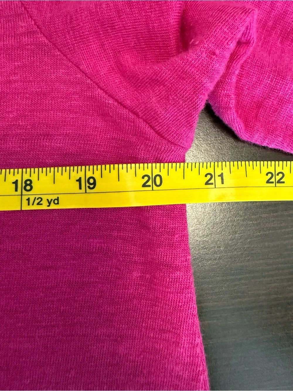 Habitat Linen Magenta Pink V Neck Long Sleeve Tunic Top Lagenlook Front Pockets